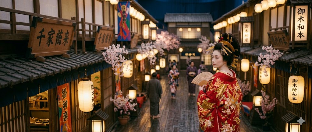 Japanese hanamachi street